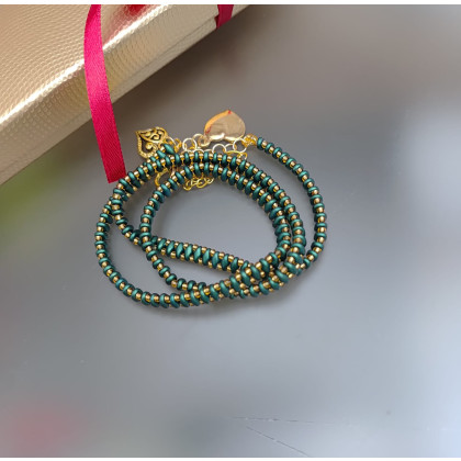 unikatart - bransoletki - Bransoletka Zieleń Szmaragdowa Z Koralików Owijana 25.21 foto #3