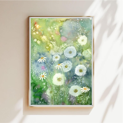 Akwarela A4.  Dmuchawce, Małgorzata Domańska ART, obrazy akwarela