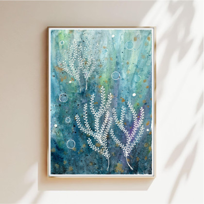 Akwarela A4.  Rafa koralowa, Małgorzata Domańska ART, obrazy akwarela