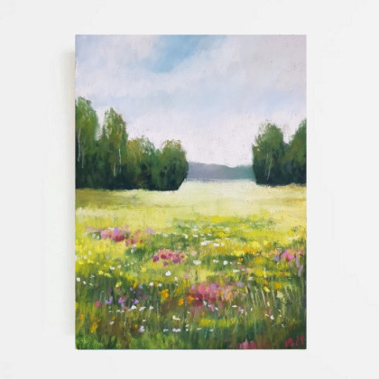 Pejzaż -rysunek pastele, Paulina Lebida, rysunki tech.mieszana