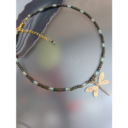 unikatart - korale,naszyjniki - Naszyjnik Z Koralików Ważka Wisiorek Unisex 25.162 foto #2