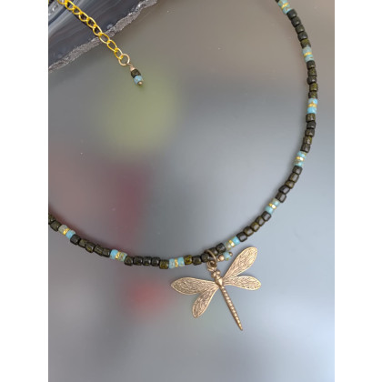 unikatart - korale,naszyjniki - Naszyjnik Z Koralików Ważka Wisiorek Unisex 25.162 foto #3