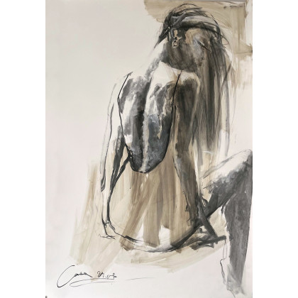 Lady - 100x70., Alina Louka, rysunek węglem