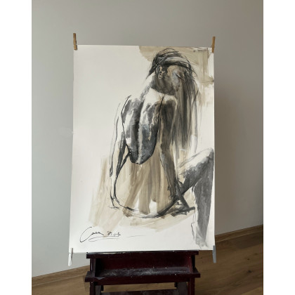 Alina Louka - rysunek węglem - Lady - 100x70. foto #1