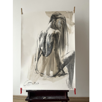 Alina Louka - rysunek węglem - Lady - 100x70. foto #3