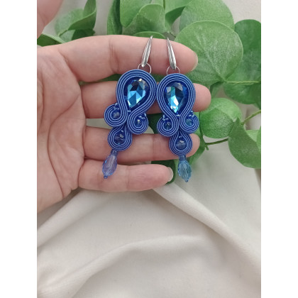 Soutacheria - kolczyki - Kolczyki zgaszony niebieski na wesele, przyjęcie, ślub, niebieskie kolczyki, veri peri periwinkle foto #1