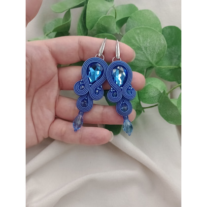 Soutacheria - kolczyki - Kolczyki zgaszony niebieski na wesele, przyjęcie, ślub, niebieskie kolczyki, veri peri periwinkle foto #2