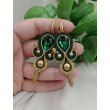 Kolczyki zielone butelkowe szmaragdowe złote soutache sutasz