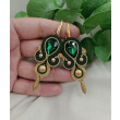 Kolczyki zielone butelkowe szmaragdowe złote soutache sutasz