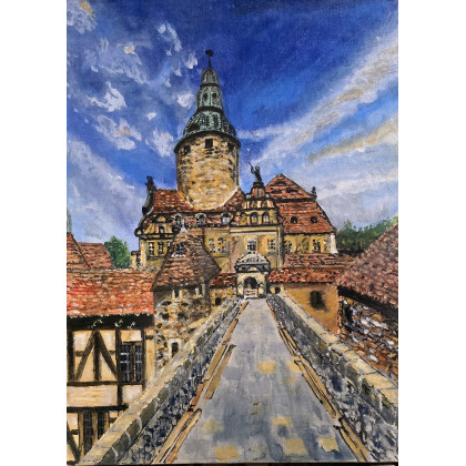 Zamek Czocha latem, Krystyna Mościszko, obrazy akryl