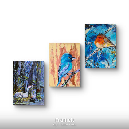 Ewa Mościszko - obrazy akryl - Ptaszarnia kompozycja na plotnie foto #1