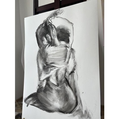 Alina Louka - rysunek węglem - The Lovers - 100x70cm foto #1