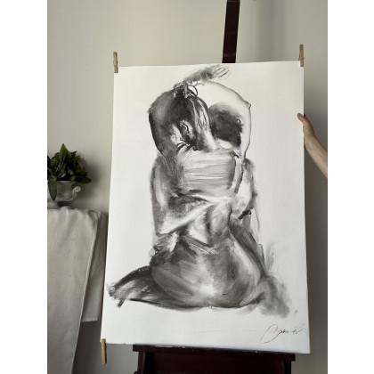 Alina Louka - rysunek węglem - The Lovers - 100x70cm foto #2