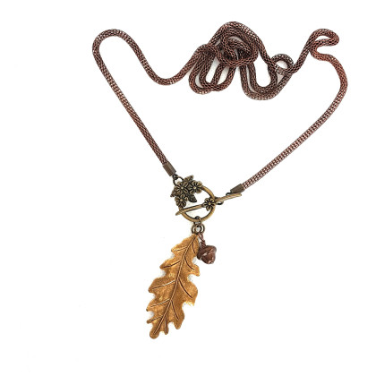 Naszyjnik dębowy liść, unikatart, korale,naszyjniki
