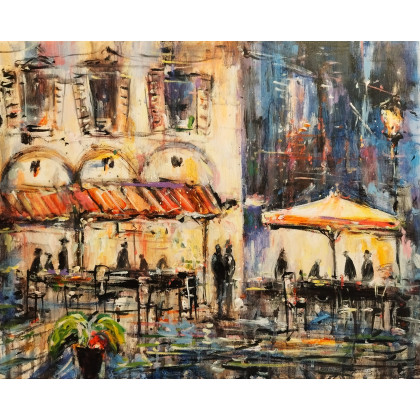 Dariusz Grajek - olej + akryl - Włoska kawiarenka... foto #1