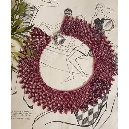 Naszyjnik Krywulka Czerwona Opalizowana Licynia nasz20 -35, unikatart, korale,naszyjniki