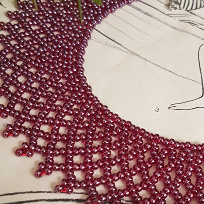 unikatart - korale,naszyjniki - Naszyjnik Krywulka Czerwona Opalizowana Licynia nasz20 -35 foto #2