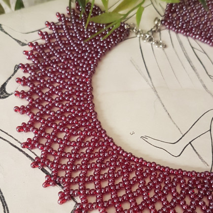 unikatart - korale,naszyjniki - Naszyjnik Krywulka Czerwona Opalizowana Licynia nasz20 -35 foto #3