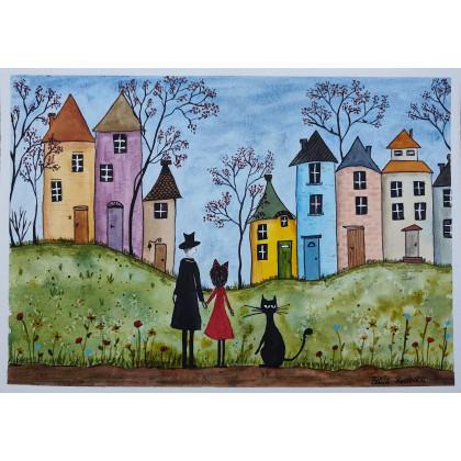 Beata Rudecka - obrazy akwarela - Akwarela Akwarelka Obraz pt: Koci Świat foto #4