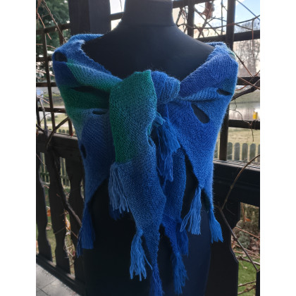 Danuta Zgoł - chusty,apaszki - Chusta niebiesko turkusowa foto #1