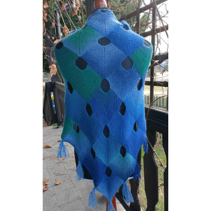 Danuta Zgoł - chusty,apaszki - Chusta niebiesko turkusowa foto #2