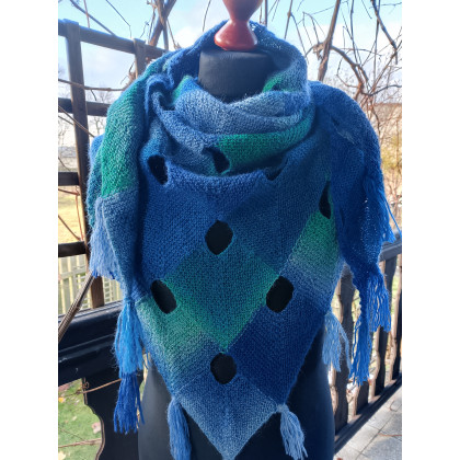 Danuta Zgoł - chusty,apaszki - Chusta niebiesko turkusowa foto #3