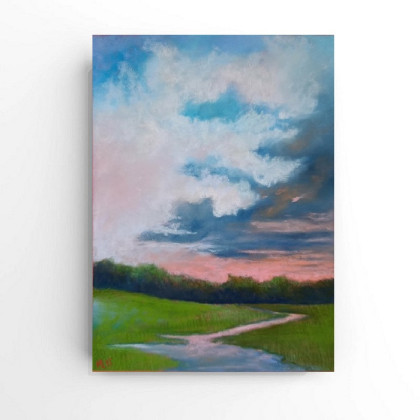 Pejzaż -rysunek pastele, Paulina Lebida, rysunki tech.mieszana