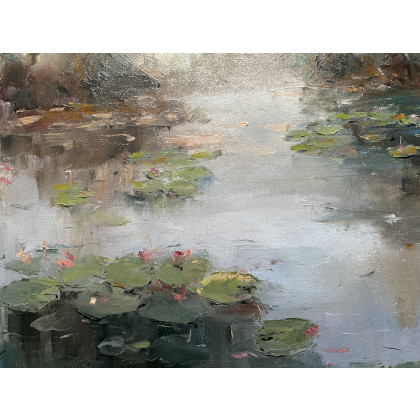 Krystyna Nowak - obrazy olejne - Nenufary we mgle (40x50 cm) foto #1