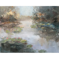 Nenufary we mgle (40x50 cm)