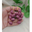 Długie kolczyki kwiatki piwonie peonie mauve
