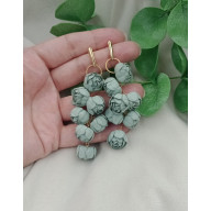 Długie kolczyki kwiatki piwonie peonie szałwiowe miętowe zielone róże