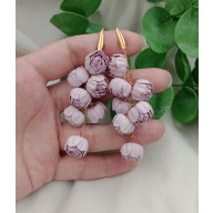 Długie kolczyki kwiatki piwonie peonie zgaszony brudny róż różowy