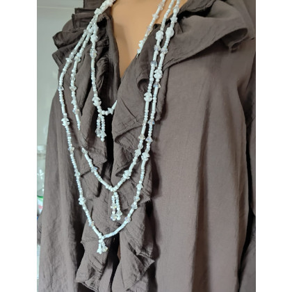 Naszyjnik Białe Korale Długie Kwiatki 25.164, unikatart, korale,naszyjniki