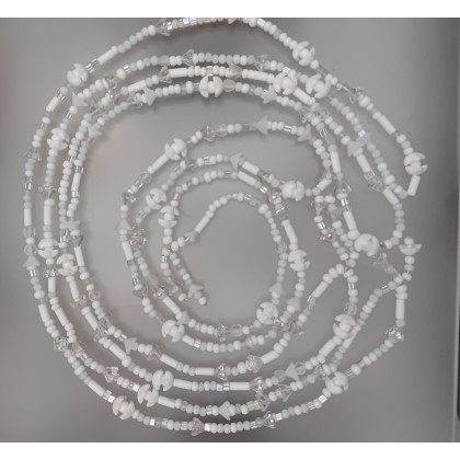 unikatart - korale,naszyjniki - Naszyjnik Białe Korale Długie Kwiatki 25.164 foto #2