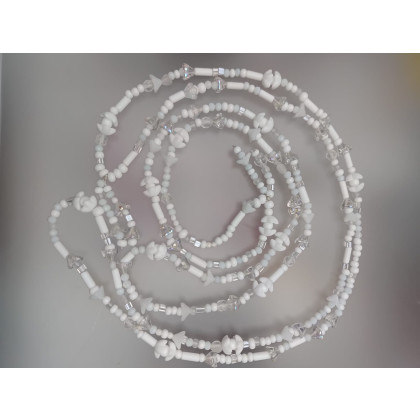 unikatart - korale,naszyjniki - Naszyjnik Białe Korale Długie Kwiatki 25.164 foto #3