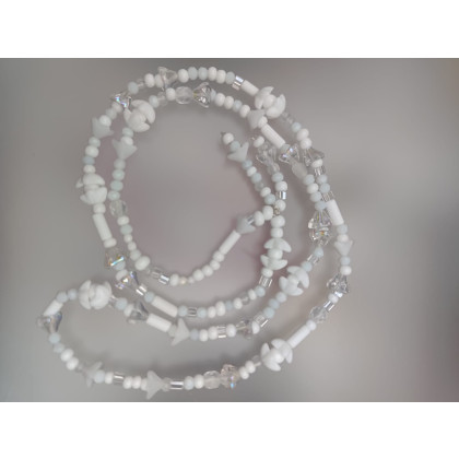 unikatart - korale,naszyjniki - Naszyjnik Białe Korale Długie Kwiatki 25.164 foto #4