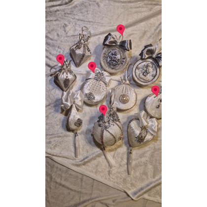 Sandra Sójka - dekory wiszące - Biały zestaw 5 ozdób świątecznych glam christmas foto #1