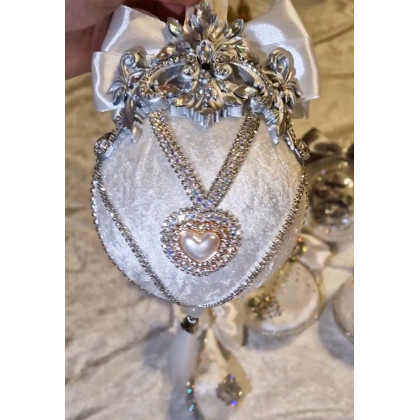 Sandra Sójka - dekory wiszące - Biały zestaw 5 ozdób świątecznych glam christmas foto #2