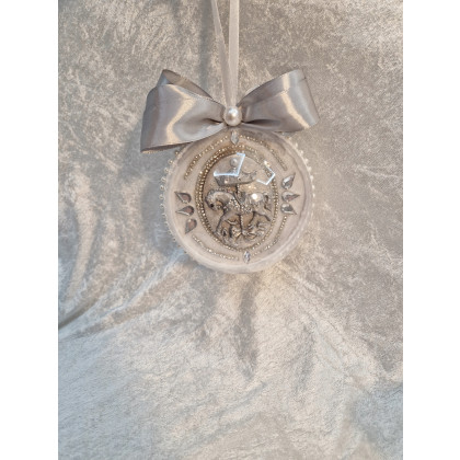 Sandra Sójka - dekory wiszące - Biały zestaw 5 ozdób świątecznych glam christmas foto #3