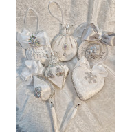 Biały zestaw 5 ozdób świątecznych glam christmas