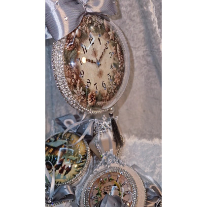 Sandra Sójka - dekory wiszące - Zegar świąteczny na choinkę - duża lekka ozdoba foto #3