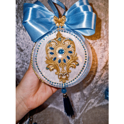 Sandra Sójka - dekory wiszące - Biało jasnoniebieski zestaw 5 sztuk bombki biżuteryjne jak z królewskie bajki 2025 foto #1