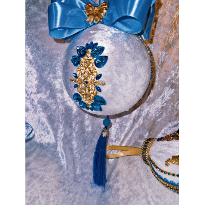 Sandra Sójka - dekory wiszące - Biało jasnoniebieski zestaw 5 sztuk bombki biżuteryjne jak z królewskie bajki 2025 foto #2