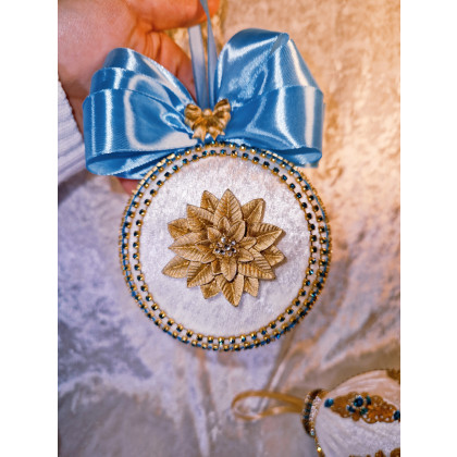 Sandra Sójka - dekory wiszące - Biało jasnoniebieski zestaw 5 sztuk bombki biżuteryjne jak z królewskie bajki 2025 foto #4