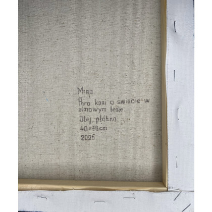 Myroslava Burlaka - obrazy olejne - Para koni o świcie w zimowym lesie. foto #4