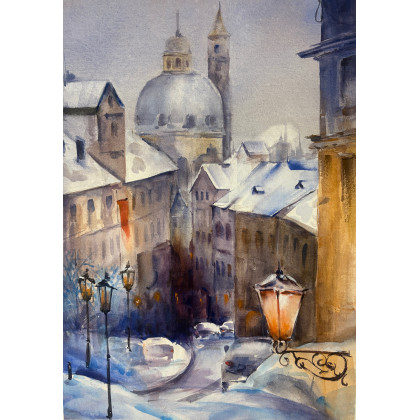 Akwarela Praska uliczka, Maria Mandis, obrazy akwarela
