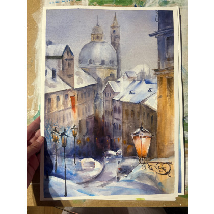 Maria Mandis - obrazy akwarela - Akwarela Praska uliczka foto #1