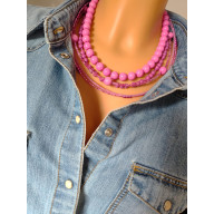 Naszyjnik Różowe Kulki Korale Kaskadowe 25.165