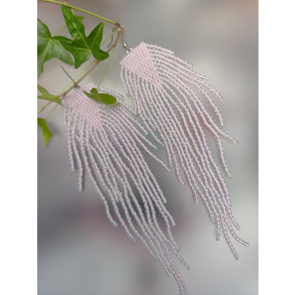 Kolczyki Długie Pudrowy Róż, unikatart, kolczyki 