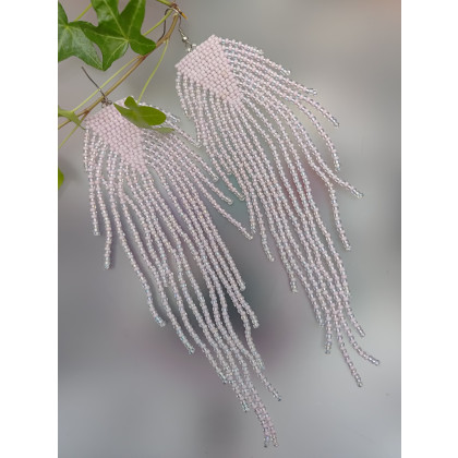 unikatart - kolczyki  - Kolczyki Długie Pudrowy Róż foto #1